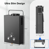 Outdoor Propane Tankless Water Heater - 6L 1.58 GPM Portable Gas Water Heater with Handle & Overheating Protection,