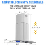 Island Range Hood 30 Inch 700 CFM Ceiling Mount Kitchen Vent Hood Tempered Glass with Color Gesture Sensing & Touch Control