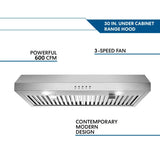 Range Hood 30 Inch Under Cabinet,700 CFM Stainless Steel Ducted/Ductless Range Hood 30 Inch,3 Venting Ways Stove Hood