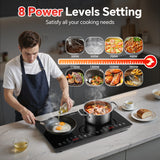 Portable Induction Cooktop 2 Burner-1800W Ultra Thin Design, Sensor Touch Control, Child Safety Lock & Timer | Electric Cooktop