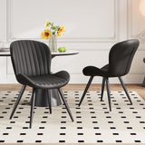 Comfortable Soft Upholstered Ribbed Dining Chair Restaurant Furniture Commercial Use Sturdy Metal Legs Stylish Modern Design (Set of 4)