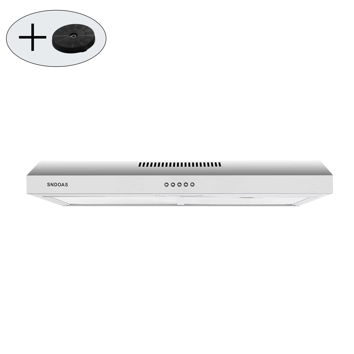 30in Under Cabinet Range Hood 230CFM Stainless Steel Kitchen Stove Vent Ducted/Ductless Convertible, LED Light and Carbon Filter
