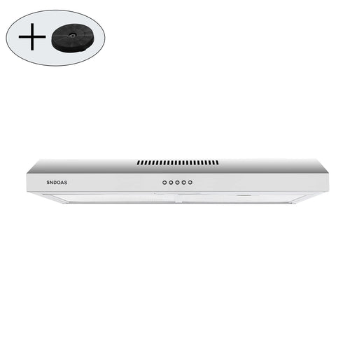 30in Under Cabinet Range Hood 230CFM Stainless Steel Kitchen Stove Vent Ducted/Ductless Convertible, LED Light