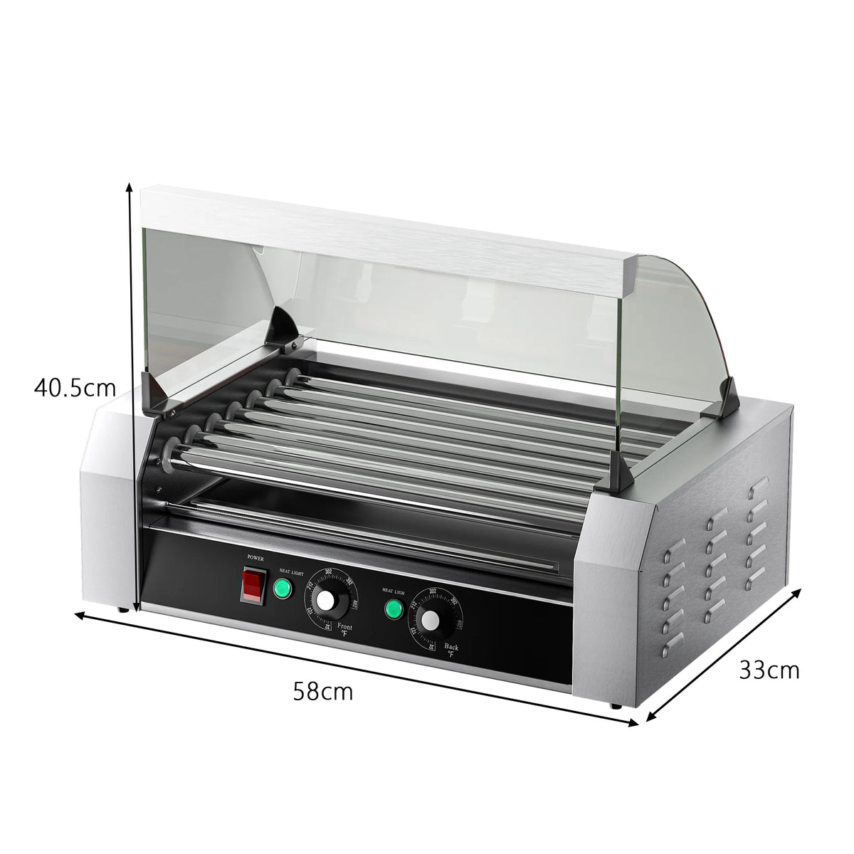 Hot Dog Roller Machine Dual Temperature Control for Commercial and Household Use,7 Non-Stick Roller