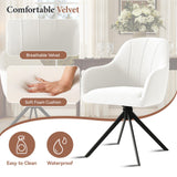 Modern Velvet Reclining Waterproof Swivel Dining Chair 360 Rotation Ergonomic Sturdy Metal Legs for Dining Room Home Office (Set of 2)