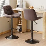 Adjustable Steady Modern Swivel Bar Stools Backs Counter Height Synthetic Leather Outdoor Mall Dining Living Room Use Iron Frame (Set of 2)