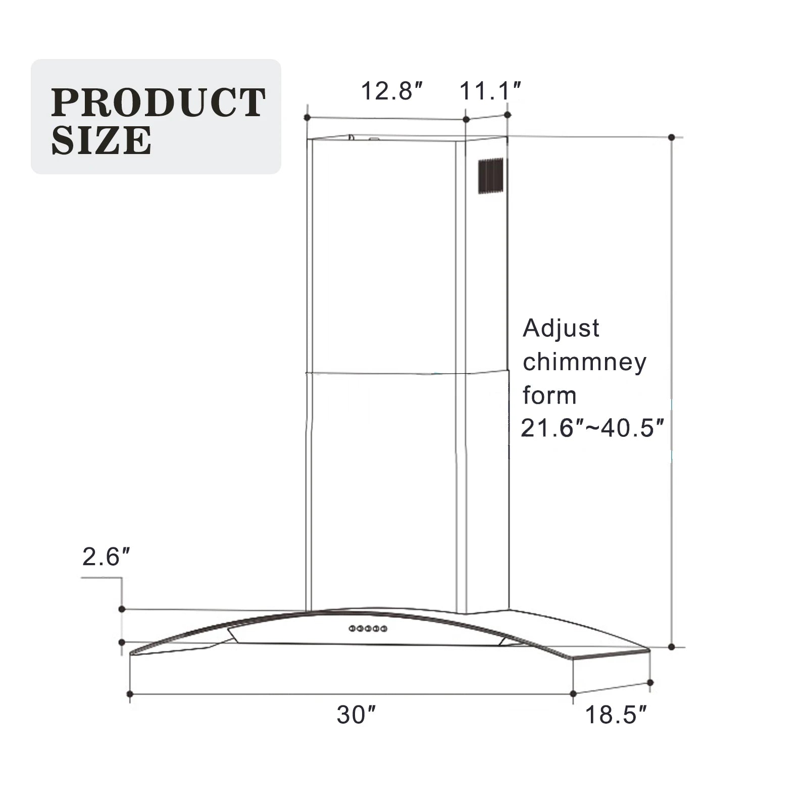 Range Hood 30 Inch, Tieasy Wall Mount Kitchen Hood with Ducted/Ductless Convertible Duct, Tempered Glass,Touch - view 4