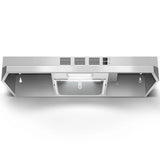24 Inch Range Hood Under Cabinet, Stainless Steel Kitchen Hood 280CFM, Ducted/Ductless Vent Hood with Rocker Button Control