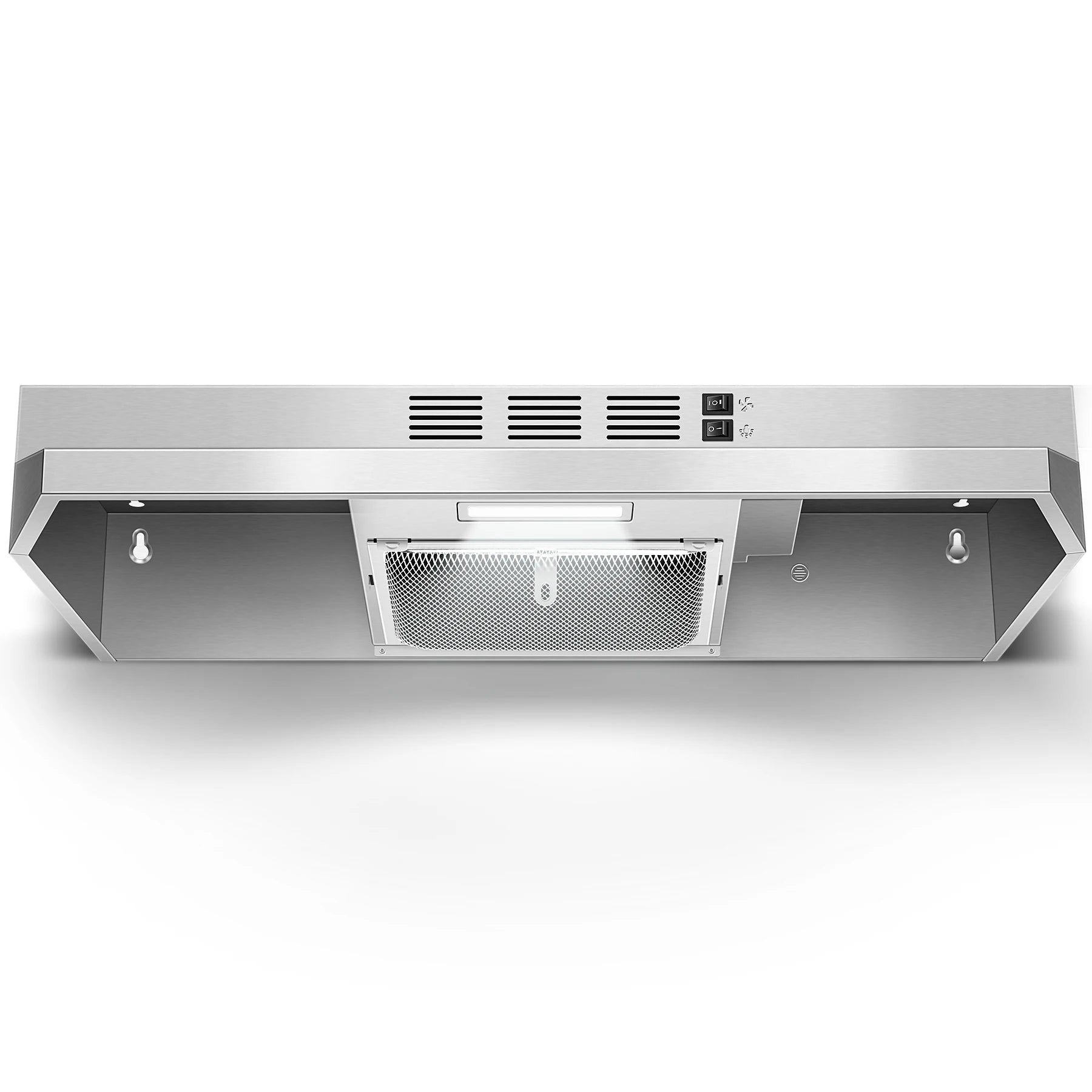 24 Inch Range Hood Under Cabinet, Stainless Steel Kitchen Hood 280CFM, Ducted/Ductless Vent Hood with Rocker Button Control