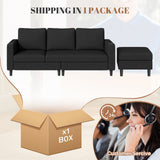 Upholstered L-Shaped 3-seat Extendable Sectional Sofa Set Massage Apartment School Use Washable Linen Covers Modern Sofa Bed
