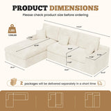 Modern Extendable Velvet Oversized Sectional Sofa Bed Set with Detachable Pillows Thick Sponge Cushion for Large Living Room