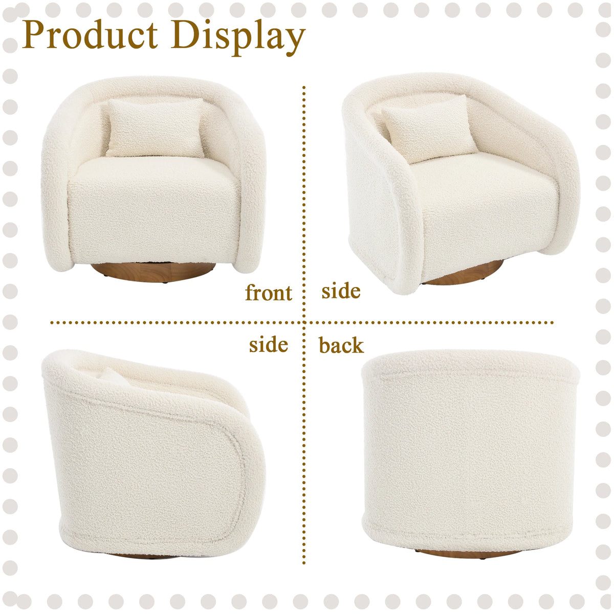 In Stock at Overseas Warehouse: 1pc/Box Luxury Boucle Fabric Swivel Accent Chairs for Living Room Furniture (white/wine Red)