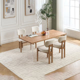 Elegant Farmhouse Accent Cane Solid Wood Leg Chenille Fabric Upholstered Dining Chair For Home Furniture