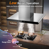 90cm Island Range Hood 36 Inch, 700 CFM Kitchen Hood with Dual-Sided Touch/Gesture/Remote Control, Ceiling Mount,3-Speed Fan