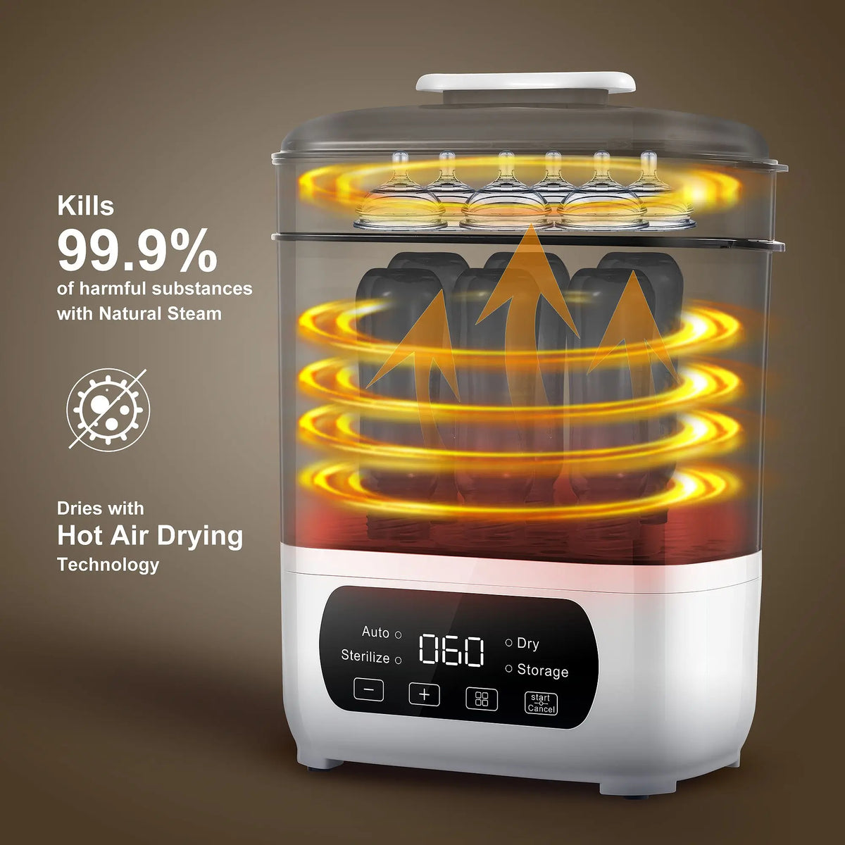 Baby Bottle Steamer and Dryer, Electric Steamer and Dryer for Baby Bottles, 4-in-1 Bottle Steamer and Dryer