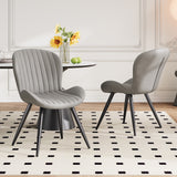 Comfortable Soft Upholstered Ribbed Dining Chair Restaurant Furniture Commercial Use Sturdy Metal Legs Stylish Modern Design (Set of 4)