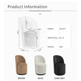 Modern Velvet Kitchen Swivel Accent Chair Luxury Barrel Chair for Living Room Dining Room Elegant Upholstered Leisure Chair