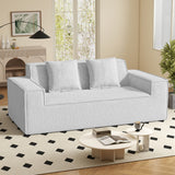 Modern Boucle Chenille Three Seat Sofa Bed Non-Assembly No Legs Cloud Sofa Removable Pillows Sponge Filling Convertible Massage