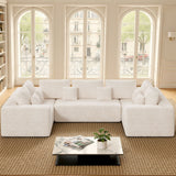 Modern Corduroy Modular Sofa Bed Set Sponge Filled Ergonomic Design No Assembly Pillows Apartment Mall Living Hotel School