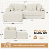 Modern Sectional Sofa Bed Set L-Shape Chaise Extra Large Reversible Fabric Cover Sponge-Filled Metal Frame Foldable Hall