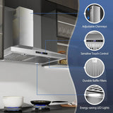 Range Hood 30 Inches,Stainless Steel Wall Mount Range Hood,Vent Hood 30 Inch W/Touch Control,Baffle Filters Kitchen Hood