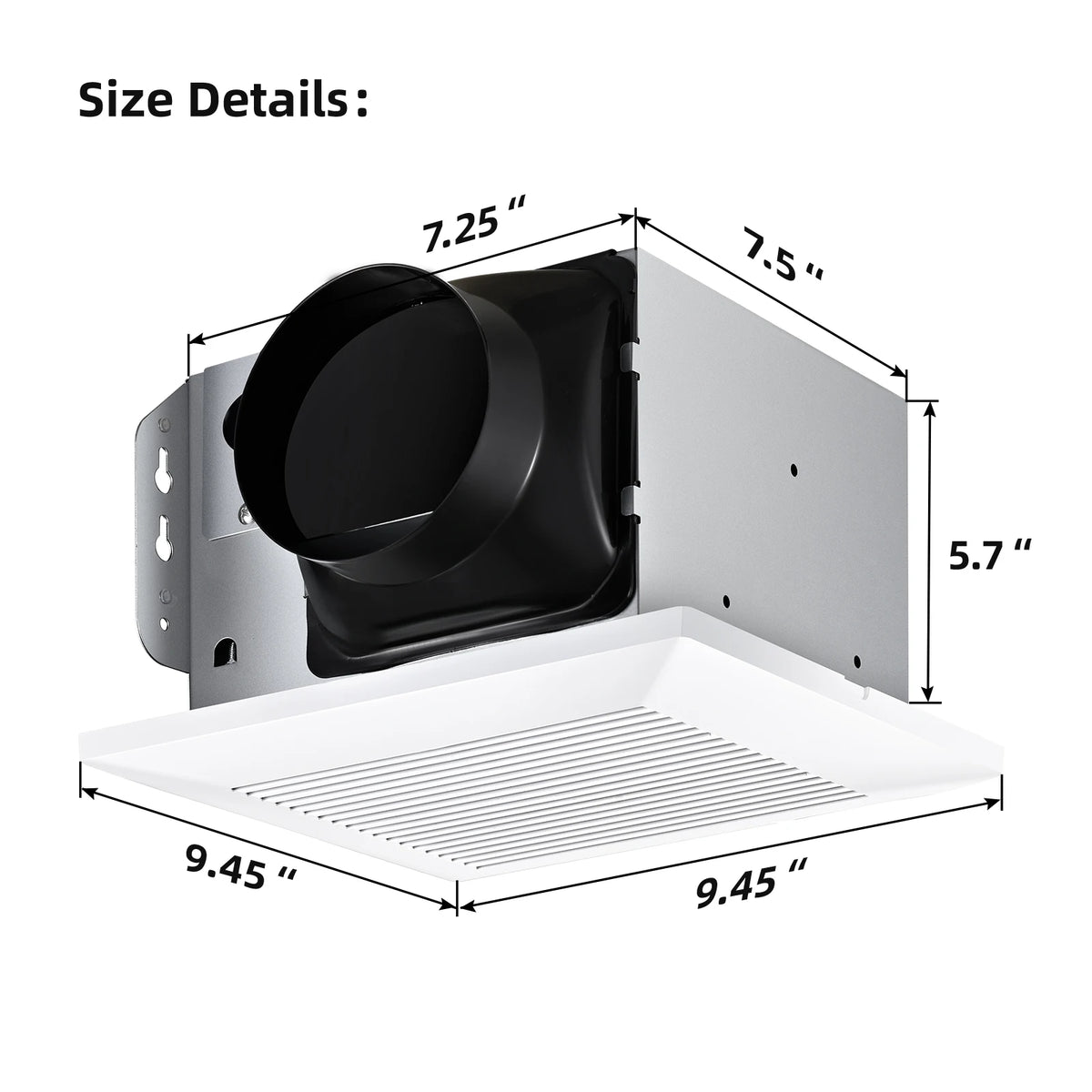 Bathroom Fan 110 CFM Very Quiet with Matel Housing, Ceiling Mount Exhaust Ventilation Fan Large Air-flow Capacity