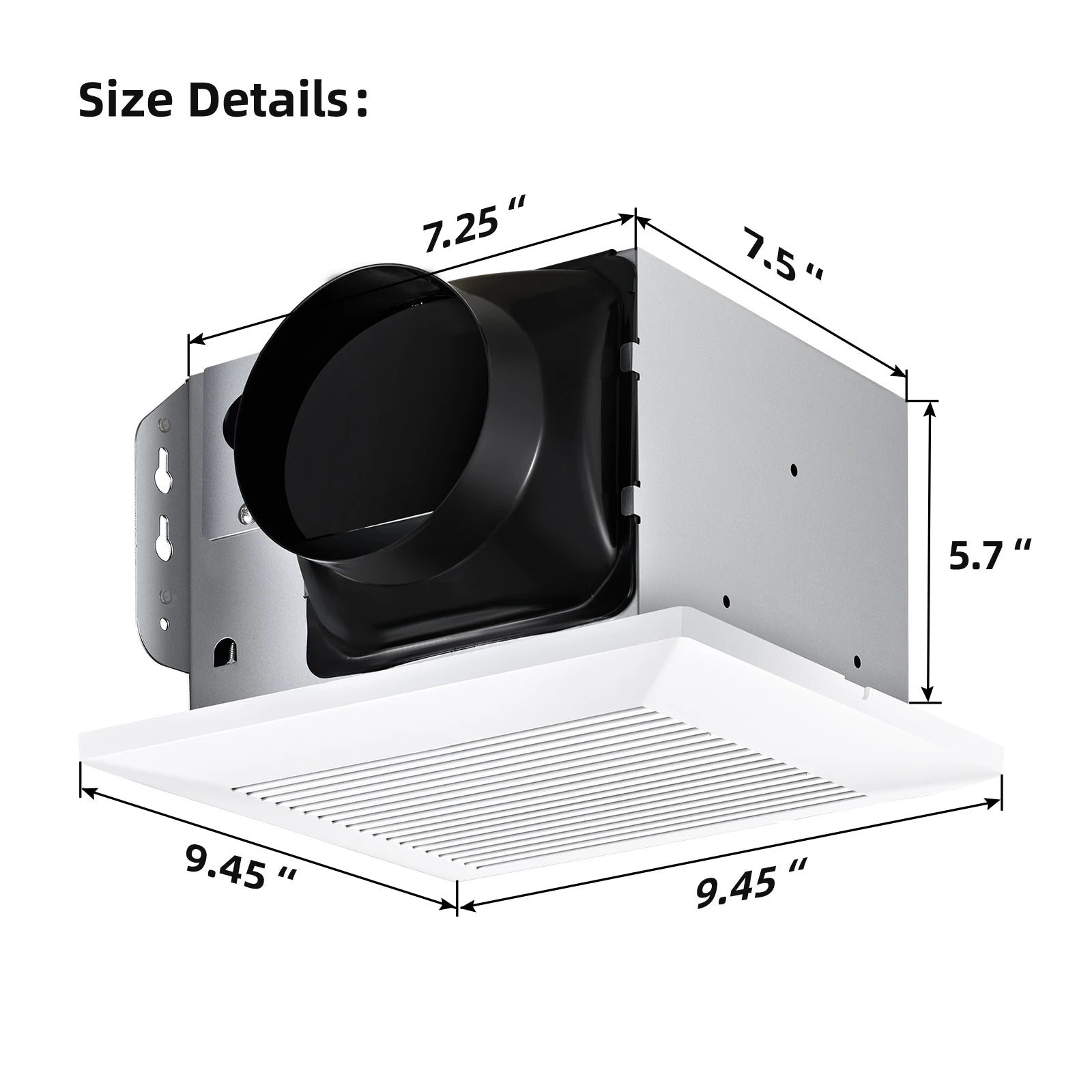Bathroom Fan 110 CFM Very Quiet with Matel Housing, Ceiling Mount Exhaust Ventilation Fan Large Air-flow Capac - view 2