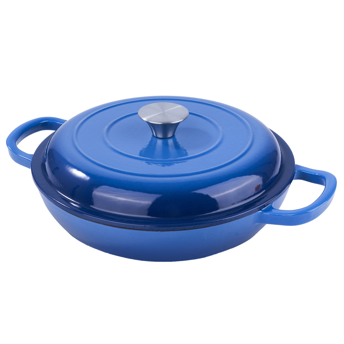 3 Quart Enameled Cast Iron Dutch Oven Ceramic Exterior Non-Stick Stainless Steel Bottom Dishwasher Safe Gas Induction Ready