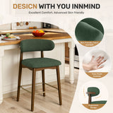 Eco-Friendly Fabric Durable Modern Bar Chair Solid Wood Frame 26.5 Inch Height Backrest for Kitchen Island Outdoor Hotel Use (Set of 3)