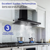 Black Range Hood 36 Inches,Stainless Steel Wall Mount Range Hood Black,Kitchen Hood Vent,Hood Vents for Kitchen