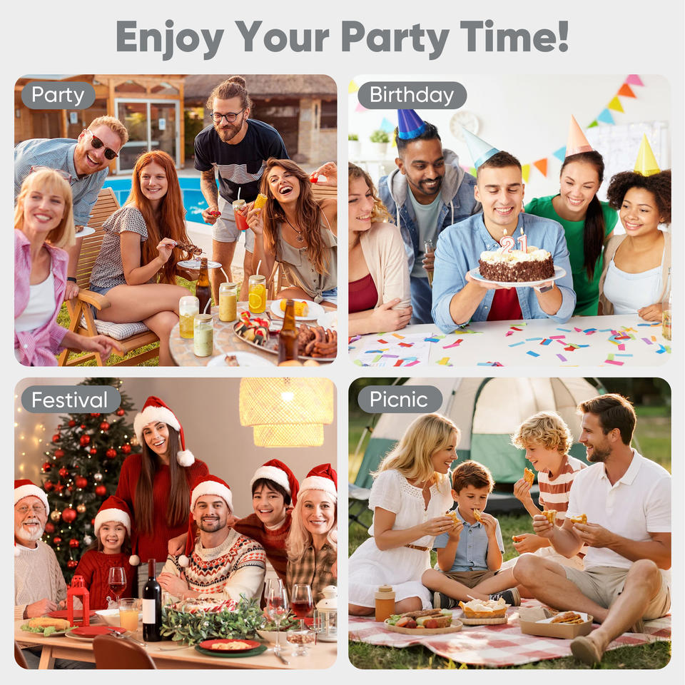 700 PCS Durable Disposable PET Eco-Friendly Party Dinnerware Set Tableware Kit Plates Cups Cutlery Napkins BPA Free Microwave