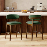 Eco-Friendly Fabric Durable Modern Bar Chair Solid Wood Frame 26.5 Inch Height Backrest for Kitchen Island Outdoor Hotel Use (Set of 3)