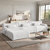 Velvet Teddy Fabric Modular Sofa Ottoman Ergonomic Curved Design No Assembly Required Oversized L-Shape Sofa Bed Upholstered