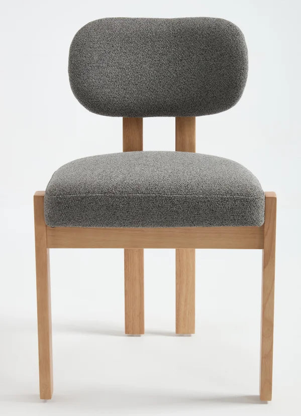 Modern Dining Room Chairs Set of 2, Minimalist Upholstered Chenile Fabric Kitchen Chair with Wooden Legs (Lake Blue/beige/grey)