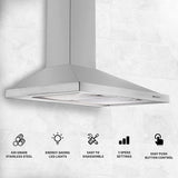 Wall Mount Range Hood 30 Inch Stainless Steel Chimney-Style Over Stove Vent Hood with LED Light, 3 Speed Exhaust Fan, 450 CFM