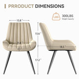 Ergonomic Modern Ribbed Dining Chair Premium Fabric Upholstered Waterproof Soft Adjustable Foot Pads Living Room Park (Set of 4)