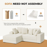 Modern Sectional Sofa Bed Set L-Shape Chaise Extra Large Reversible Fabric Cover Sponge-Filled Metal Frame Foldable Hall