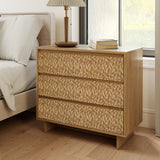 Modern 3-Drawer Wooden Nightstand USB Ports AC Outlets Waterproof Hidden Handle Eco-Friendly Handmade Apartment Bedroom Living