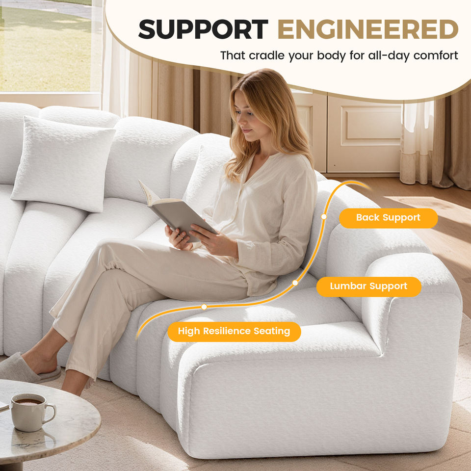 Luxurious Velvet Square Extendable Convertible Sofa Non-Assembly Ergonomic Back Support Sponge Apartment Mall Hotel Living Room
