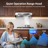 Tieasy Under Cabinet Range Hood 30 Inch, 900 CFM  Voice/Gesture/Remote/Touch Control, Memory Function