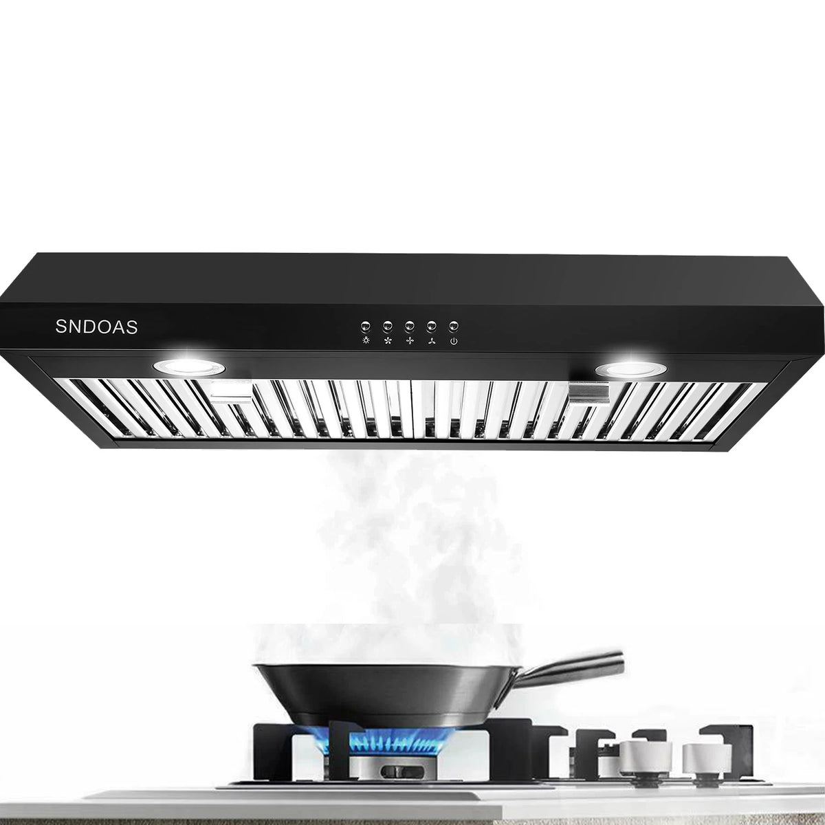 Under Cabinet Range Hood 30 Inch,Black Range Hood with 430 Spray-Painted Stainless Steel,3-speed Fan & 700 CFM Kitchen Hood