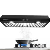 Under Cabinet Range Hood 30 Inch,Black Range Hood with 430 Spray-Painted Stainless Steel,3-speed Fan & 700 CFM Kitchen Hood