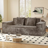 Modern Square Chenille Sofa Bed Set with Deep Seat Boneless Design Includes 2 Pillows-Living Room Bedroom Apartment