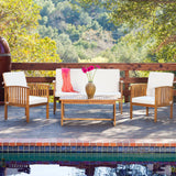 4-Piece Wooden Outdoor Patio Conversation Set