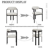 Mid-Century Modern Dining Chairs Set of 2  Soft Upholstered Fabric Chairs Black Metal Legs Ergonomic Comfort for Dining Room