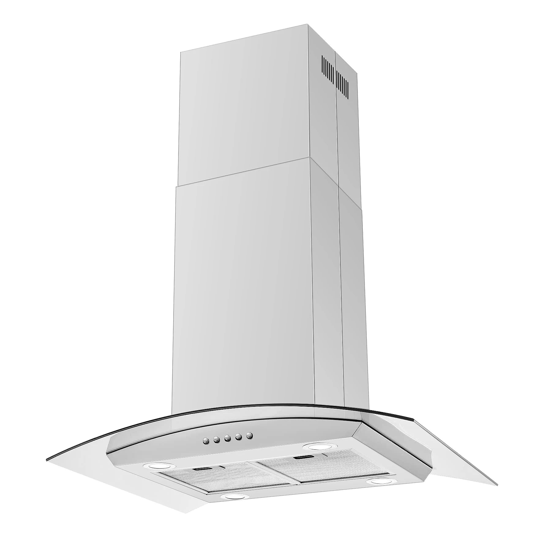 30 Inch Island Range Hood Stainless Steel  Kitchen Exhaust Ventilation Fan with 5-layer  Filters 3 Speed Fan  4 LED