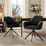 Modern PU Leather Reclining Swivel Dining Chair with Ergonomic Design and Robust Metal Legs for Dining Room & Office (Set of 2)