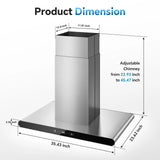 90cm Island Range Hood 36 Inch, 700 CFM Kitchen Hood with Dual-Sided Touch/Gesture/Remote Control, Ceiling Mount,3-Speed Fan
