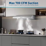 SNDOAS Under Cabinet Range Hood,30 Inch Ductless Range Hood Alterable to Ducted,Stainless Steel Kitchen Exhaust Hood