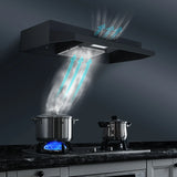 Range Hood 30 Inch Under Cabinet, Stainless Steel Kitchen Vent Hood 280CFM, Built-in Kitchen Stove Hood W/Rocker Button Control